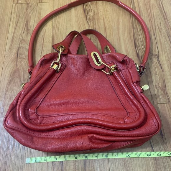 Chloé Paraty Shoulder Red Leather Bag - Picture 10 of 14